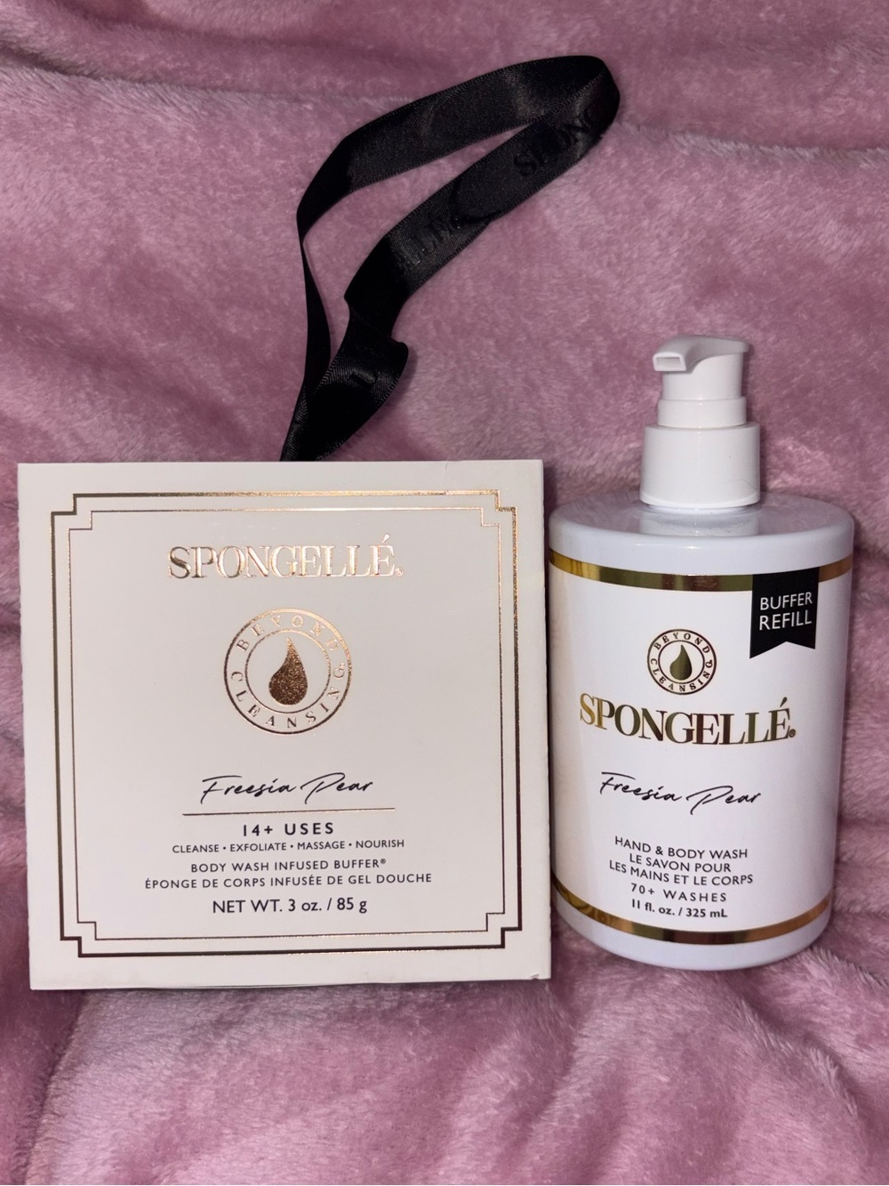 Spongellé Freesia Pear Duo! Body Buffer 14+ Washes + Refill for the Buffer 70+